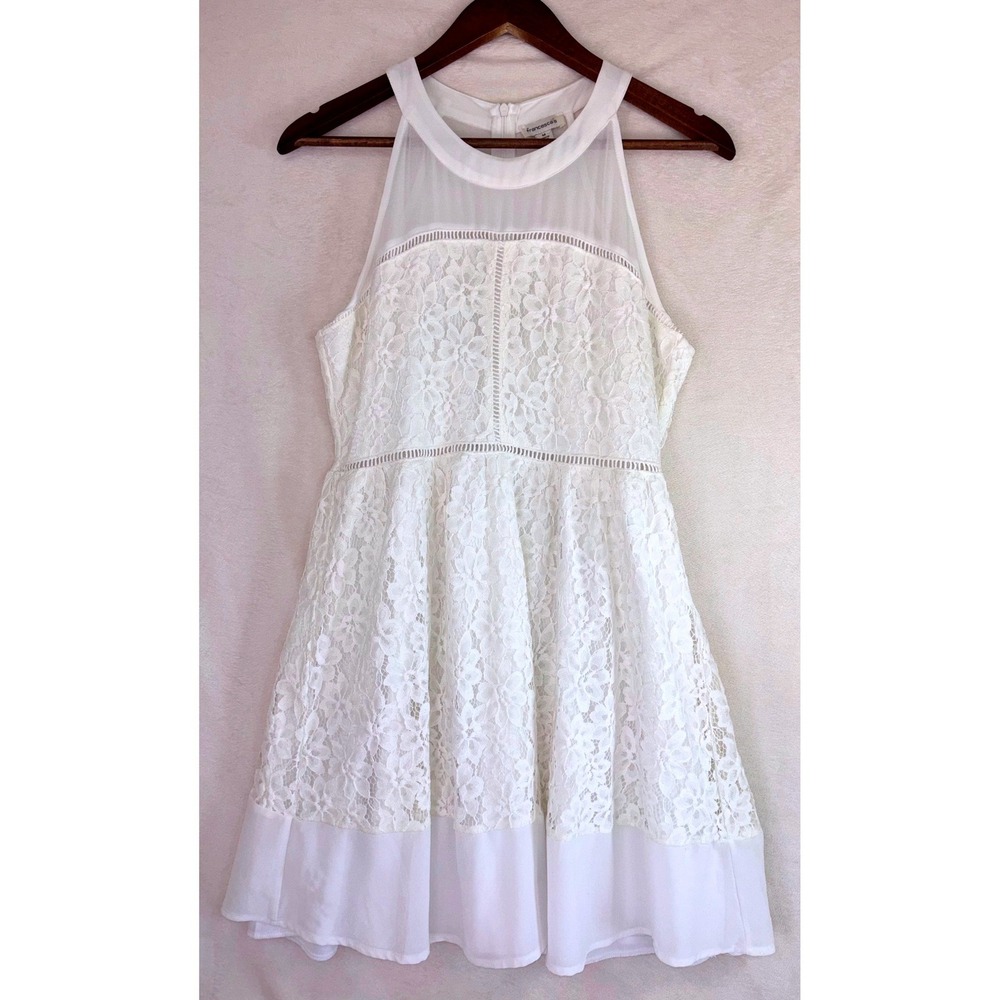 WHITE LACE DRESS Sleeveless Short Halter Bride Wedding Sorority Rush Coquette
